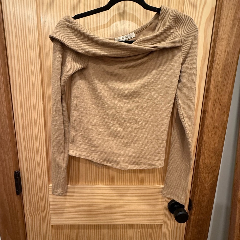 We The Free Tan Off-Shoulder Sweater